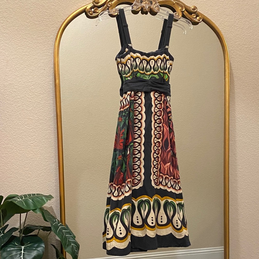 FARM Rio Coconut Tree Flow Scarf Linen Blend Midi Dress Size S - Picture 11 of 15